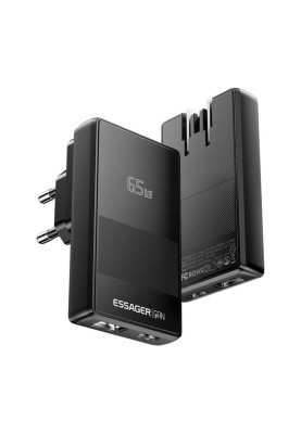 Зарядний пристрій ESSAGER Ultra Thin Gan 65W 1C1A BLACK