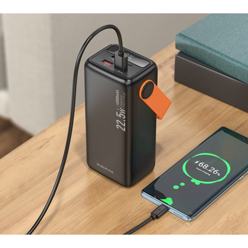 Зовнішній акумулятор BOROFONE BJ66 Magnifico 22.5W+PD20W fully compatible power bank (40000mAh) Black