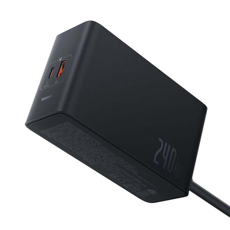 Мережевий зарядний пристрій Baseus Baseus Digital GaN Intelligent Desktop Fast Charger 3C+U+DC 240W EU Cluster Black