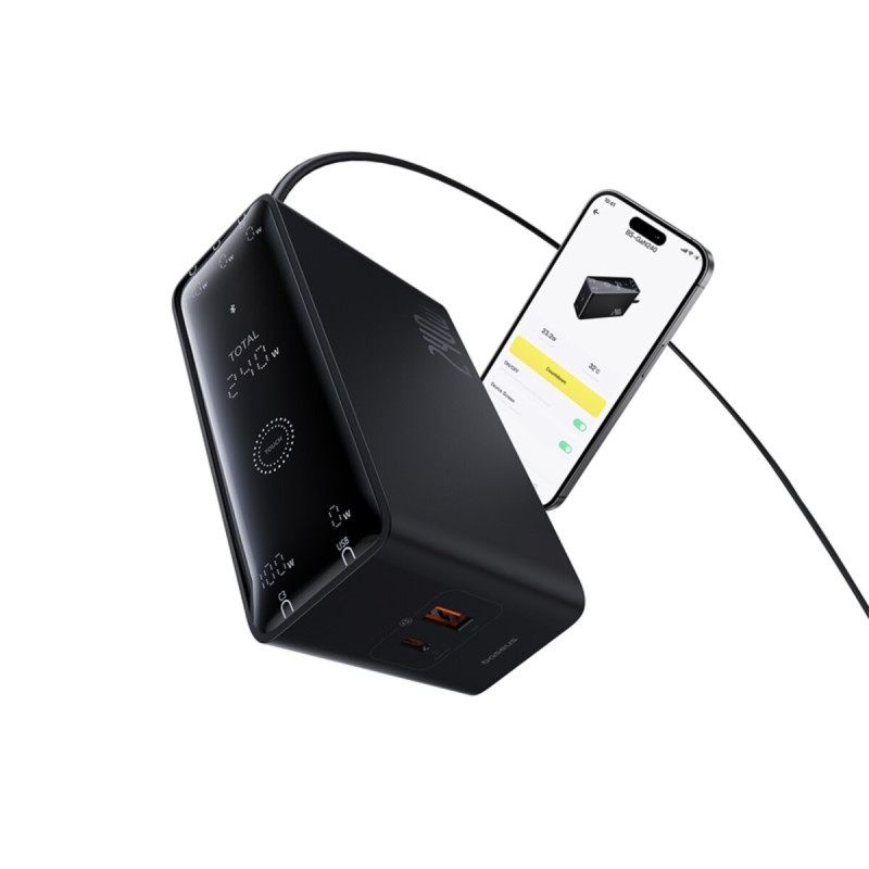 Мережевий зарядний пристрій Baseus Baseus Digital GaN Intelligent Desktop Fast Charger 3C+U+DC 240W EU Cluster Black
