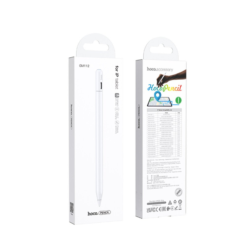 Стилус HOCO GM112 Intelligent anti-lost active capacitive pen with digital display pad dedicated White
