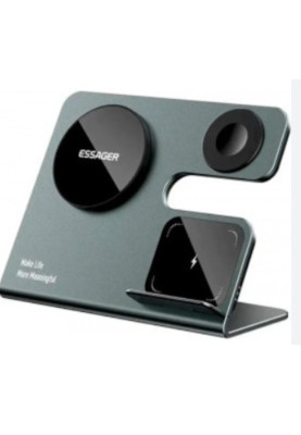 Бездротовий зарядний пристрій Essager  Ruicheng desktop magnetic suction three in one wireless charging of 15W black