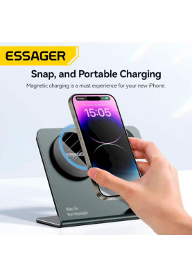 Бездротовий зарядний пристрій Essager  Ruicheng desktop magnetic suction three in one wireless charging of 15W black