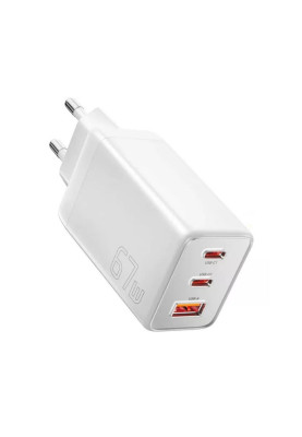 Зарядний пристрій ESSAGER ECT67W Gan 1USB 2T-C 67W white