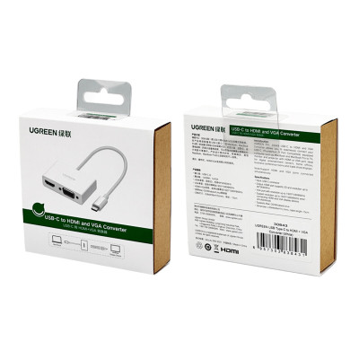 UGREEN USB Type C to HDMI + VGA Converter (White)