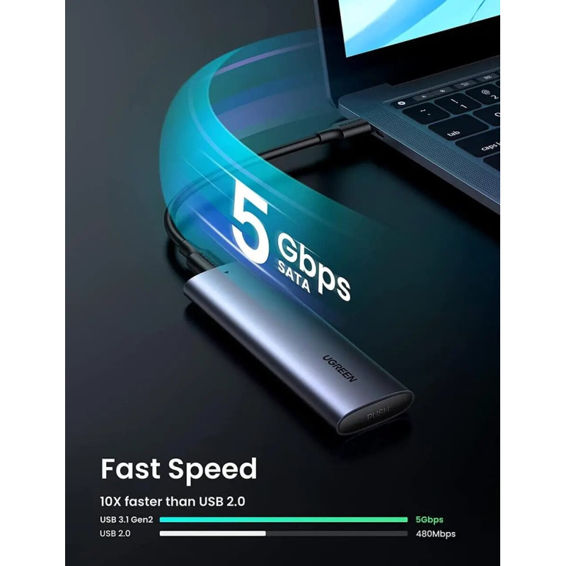 Зовнішня кишеня для накопичувача UGREEN USB-C to M.2 NGFF 5G Enclosure A TO C Cable 50cm