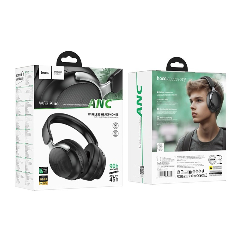 Бездротові навушники HOCO W53 Plus Tone ANC BT headphones Classic Black