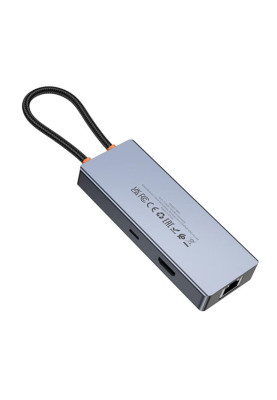 USB-хаб HOCO HB51 Wow 6-in-1 multi-function converter (HDTV+RJ45+PD+USB3.0*3) Deep Space Gray
