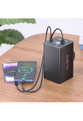Зовнішній акумулятор HOCO J138 Distant 22.5W+PD20W+DC12V multi-function power bank (60000mAh) Black