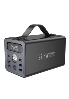 Зовнішній акумулятор HOCO J138 Distant 22.5W+PD20W+DC12V multi-function power bank (60000mAh) Black