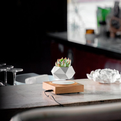 Магнітний левітаційний горщик для рослин HCNT Magnetic Levitating Pot M10-FP  Wood Grain