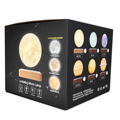 Магнітна левітаційна лампа HCNT Levitating Lamp Moon Dark Wood Grain