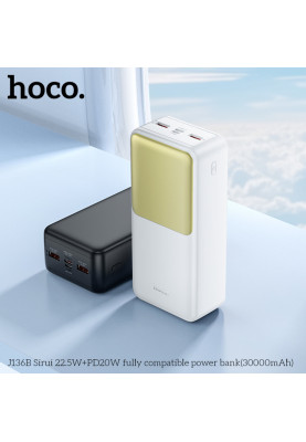 Зовнішній акумулятор HOCO J136B Sirui 22.5W+PD20W fully compatible power bank (30000mAh) White