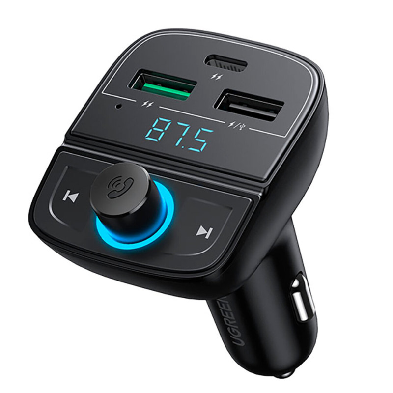 АЗП з FM-модулятором UGREEN CD229 FM&Bluetooth Transmitter&Car Charger + TF  Slot Black