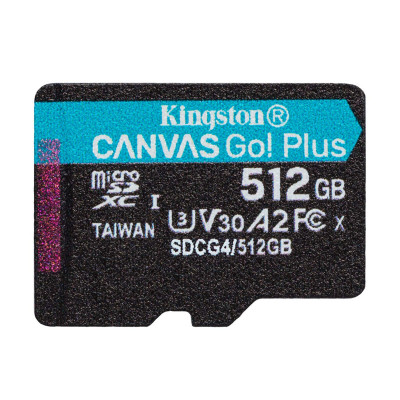 Карта пам'яті microSDXC (UHS-1 U3) Kingston Canvas Go! Plus 512Gb class 10 A2 V30 (R200MB/s, W-160MB/s)