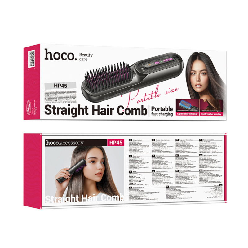Гребінець для випрямлення волосся HOCO HP45 Heating straight hair comb Gray