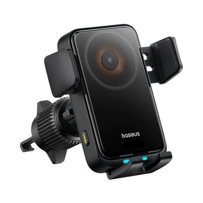 Автотримач для телефона Baseus Wisdom Pro Auto Coil Alignment Car Mount Wireless Charger Air Outlet Version Cosmic Black