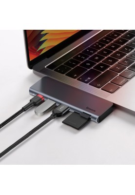 USB-Hub Baseus Harmonica Five-in-one HUB Adapter Grey