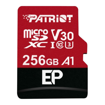 microSDXC (UHS-1 U3) Patriot EP Series 256Gb class 10 V30 (R-100MB/s, W-80MB/s) (adapter SD)