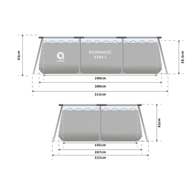 Басейн каркасний прямокутний Avenli 300х65см 15в1 (2815)