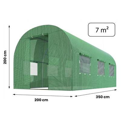 Садова теплиця з вікнами Plonos 7m2 Зелена = 200х350х200 см (4914-A)