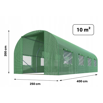 Садова теплиця з вікнами Plonos 10m2 Зелена = 250х400х200 см (4916)