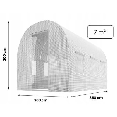 Садова теплиця з вікнами Plonos 7m2 Біла = 350х200х200 см (4971-A)