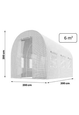 Садова теплиця з вікнами Plonos 6m2 Біла = 300х200х200 см (4970-A)