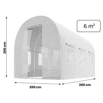 Садова теплиця з вікнами Plonos 6m2 Біла = 300х200х200 см (4970-A)