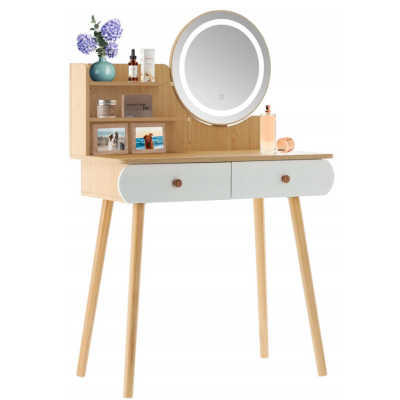 Косметичний туалетний столик FUNFIT White-Brown LED (3913)