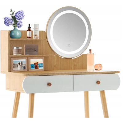 Косметичний туалетний столик FUNFIT White-Brown LED (3913)