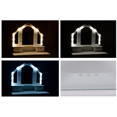 Косметичний туалетний столик з табуретом FUNFIT White LED (2783)