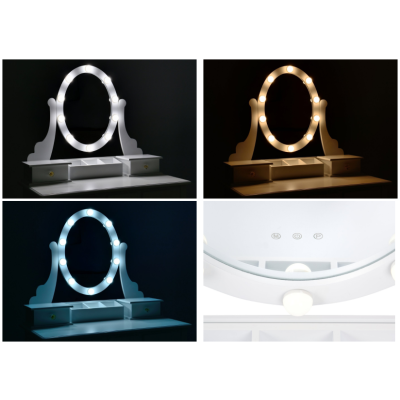 Косметичний туалетний столик з табуретом FUNFIT White LED (2785)