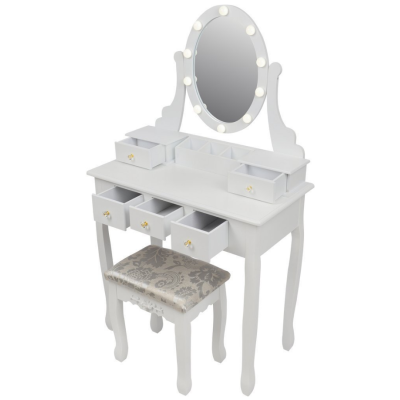 Косметичний туалетний столик з табуретом FUNFIT White LED (2785)