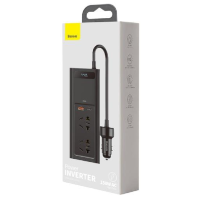 Автомобільний інвертор Baseus 150W (220V CN/EU) Чорний (CRNBQ-A01)