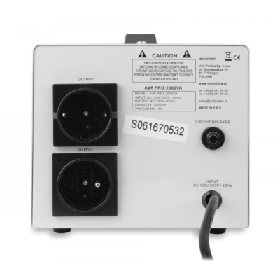 Стабілізатор напруги Volt Polska AVR PRO 2000VA 3% SERVO (5AVRZP2000)