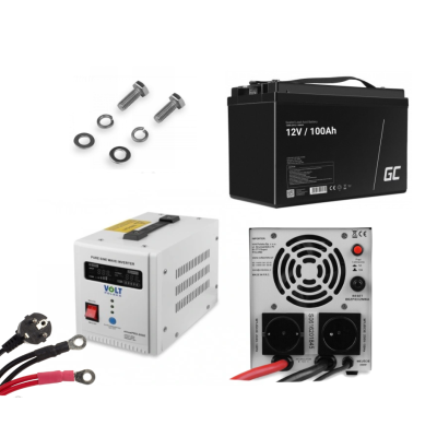 Гібридний ДБЖ/інвертор Volt Polska SINUS PRO 500E + Акумулятор Green Cell AGM VRLA 100Ah 12V