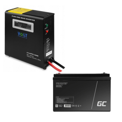 Гібридний ДБЖ/інвертор Volt Polska SINUS PRO 500W + Акумулятор Green Cell AGM VRLA 100Ah 12V