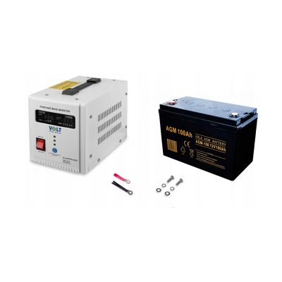Гібридний ДБЖ/інвертор Volt Polska SINUS PRO 800E + Акумулятор AGM Volt 12V 100Ah