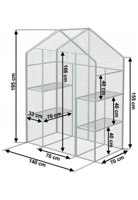 Стелаж-теплиця Plonos Зелена 195 х 140 х 70 см (4922)