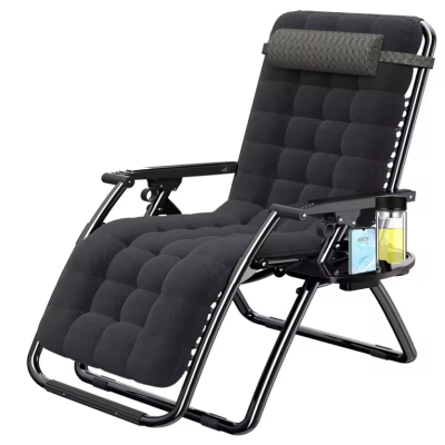 Розкладне крісло шезлонг із подушкою Zero Gravity LEOBRO Чорне