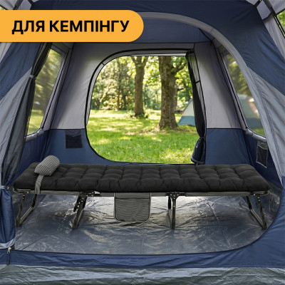 Розкладне ліжко до 150 кг з подушкою LEOBRO Темно-сіре Розкладне ліжко до 150 кг з подушкою LEOBRO Темно-сіре