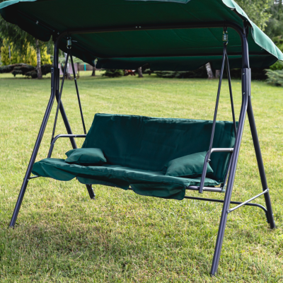 Гойдалка LEOBRO зеленого кольору з подушками на 3 особи