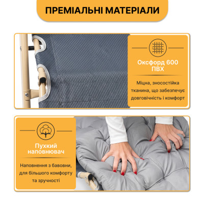 Розкладне крісло ліжко з подушкою LEOBRO Сіре (FCB-S03-PP)