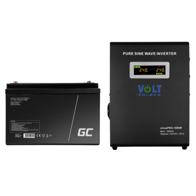 Комплект Volt Polska SINUS PRO 1000 W 12/230V 700/1000W + Акумулятор Green Cell AGM VRLA 100Ah 12V