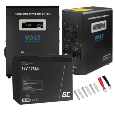 Аварійний комплект живлення Volt Polska SINUS PRO 800 W 12/230V 500/800W + Акумулятор Green Cell AGM VRLA 75Ah 12V