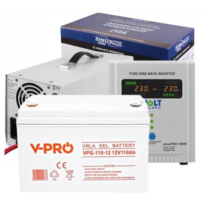 Аварійний комплект Volt Polska SINUS PRO 1000 E 12/230V 700/1000W + Акумулятор VOLT VRLA DEEP CYCLE 110Ah 12V