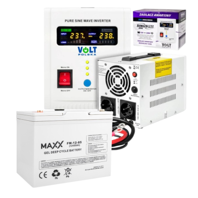 Аварійний комплект Volt Polska SINUS PRO 800 E 12/230V 350/500W + Гелевий акумулятор 4SUN MAXX GEL 85 Ah
