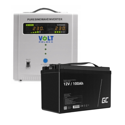 Аварійний комплект Volt Polska SINUS PRO 2000 E 12/230V 1250/2000W + Акумулятор Green Cell AGM 100Ah 12V