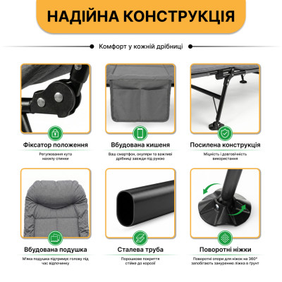 Розкладне ліжко (розкладачка) з подушкою LEOBRO (FB-S15) Розкладне ліжко (розкладачка) з подушкою LEOBRO (FB-S15)